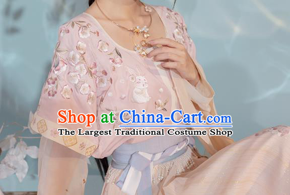 China Ancient Young Girl Hanfu Dress Traditional Tang Dynasty Village Lady Historical Clothing