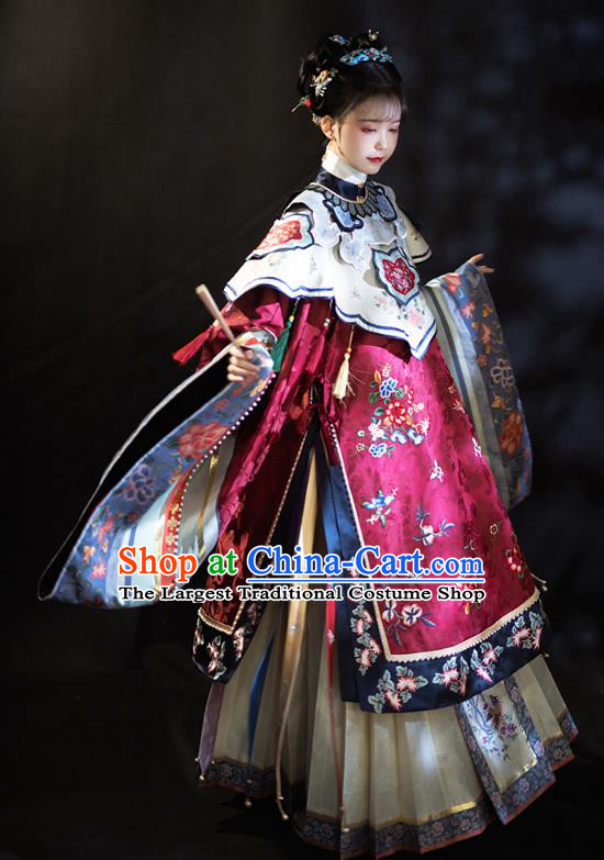 China Ancient Imperial Consort Hanfu Apparels Traditional Ming Dynasty Court Woman Historical Clothing Complete Set