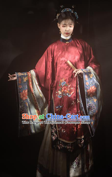 China Ancient Imperial Consort Hanfu Apparels Traditional Ming Dynasty Court Woman Historical Clothing Complete Set