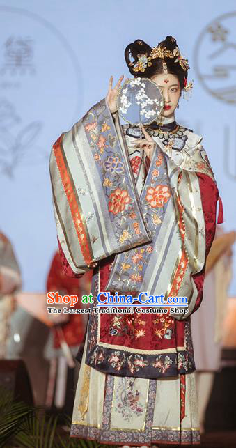 China Ancient Imperial Consort Hanfu Apparels Traditional Ming Dynasty Court Woman Historical Clothing Complete Set