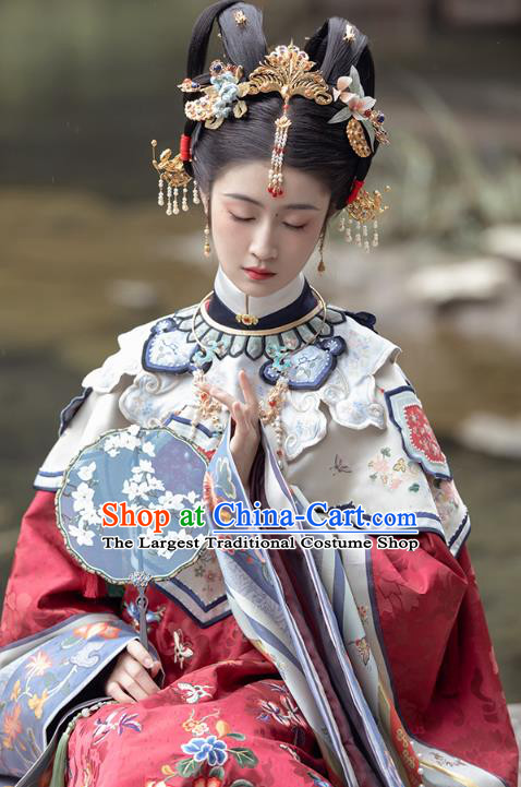 China Ancient Imperial Consort Hanfu Apparels Traditional Ming Dynasty Court Woman Historical Clothing Complete Set