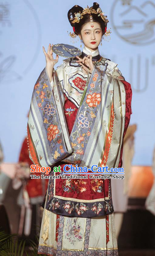 China Ancient Imperial Consort Hanfu Apparels Traditional Ming Dynasty Court Woman Historical Clothing Complete Set