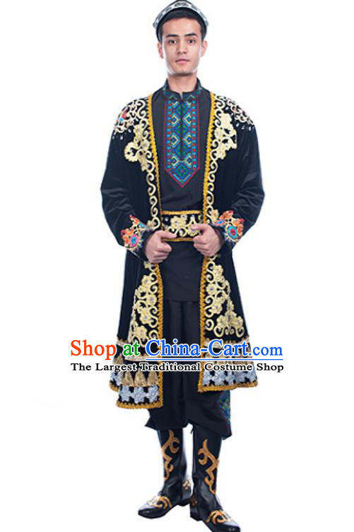 Chinese Xinjiang Dance Stage Performance Costumes Uygur Ethnic Folk Dance Black Outfits
