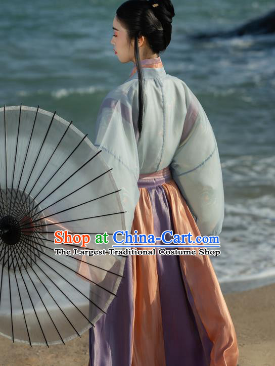 China Ancient Civilian Woman Hanfu Dress Traditional Jin Dynasty Young Lady Historical Costumes
