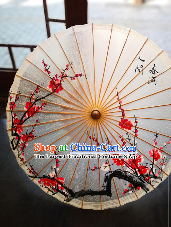 China Classical Dance Umbrellas Handmade Painting Red Plum Oil Paper Umbrella Traditional Stage Performance Oilpaper Umbrella