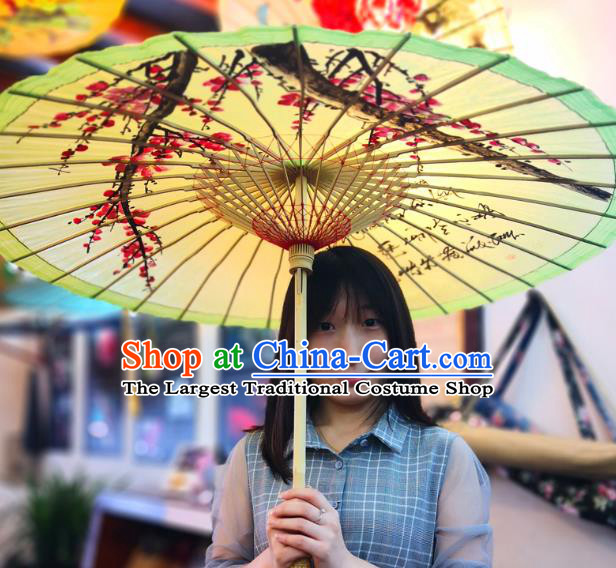 China Classical Oil Paper Umbrella Traditional Stage Performance Oilpaper Umbrella Hand Ink Painting Plum Umbrellas