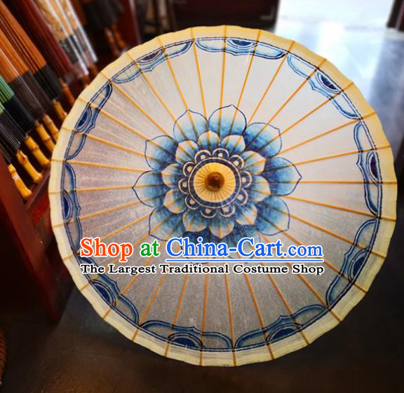 China Traditional Hanfu Dance Umbrella Handmade Painting Lotus Oilpaper Umbrella Classical Oil Paper Umbrella