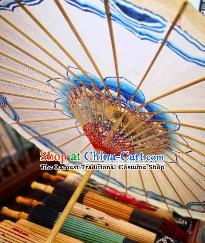 China Traditional Hanfu Dance Umbrella Handmade Painting Lotus Oilpaper Umbrella Classical Oil Paper Umbrella
