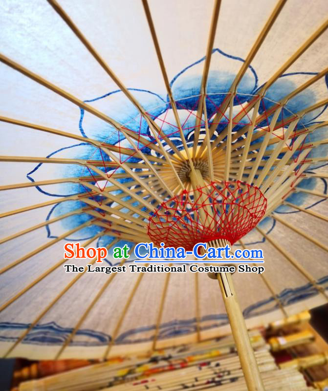 China Traditional Hanfu Dance Umbrella Handmade Painting Lotus Oilpaper Umbrella Classical Oil Paper Umbrella