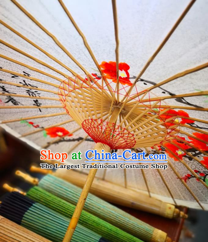 China Classical Oil Paper Umbrella Traditional Hanfu Dance Umbrella Handmade Painting Red Mangnolia Oilpaper Umbrella