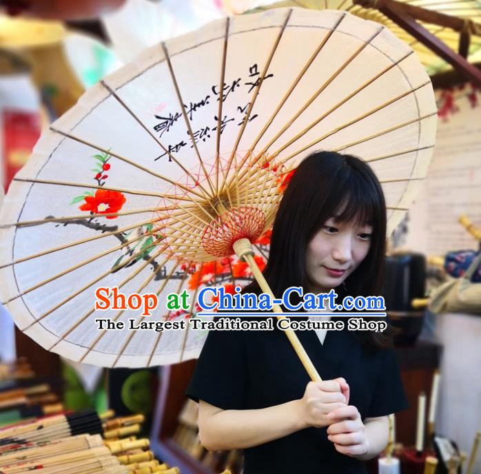 China Classical Oil Paper Umbrella Traditional Hanfu Dance Umbrella Handmade Painting Red Mangnolia Oilpaper Umbrella