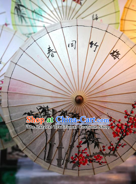 China Classical Oil Paper Umbrella Traditional Hanfu Oilpaper Umbrella Hand Painting Plum Bamboo Umbrella