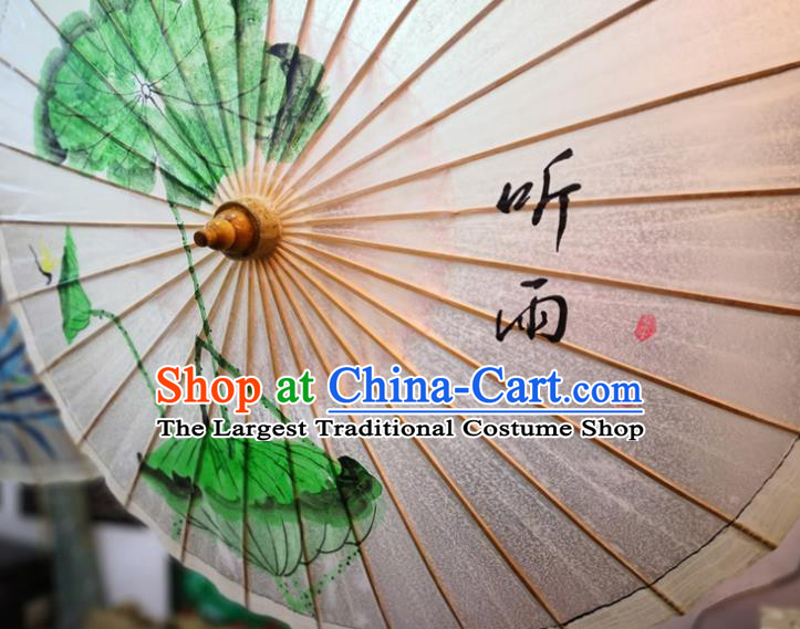 China Traditional Hanfu Painting Lotus Leaf Umbrella Handmade Oilpaper Umbrella Classical Dance Oil Paper Umbrella