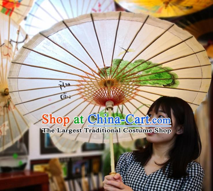 China Traditional Hanfu Painting Lotus Leaf Umbrella Handmade Oilpaper Umbrella Classical Dance Oil Paper Umbrella
