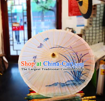 China Handmade Oilpaper Umbrella Classical Dance Oil Paper Umbrella Traditional Hanfu Painting Orchids Umbrella