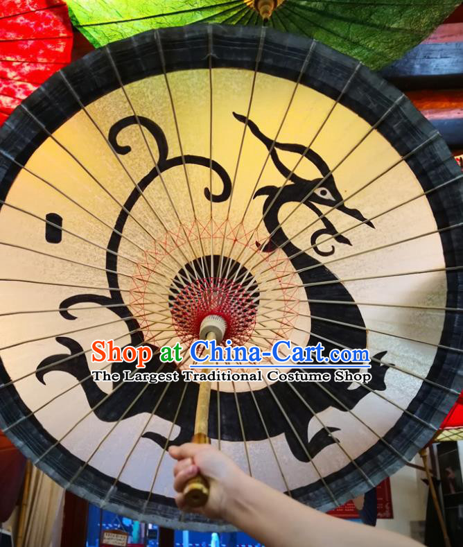 China Ancient Swordsman Oil Paper Umbrella Traditional Hanfu Painting Azure Dragon Umbrella Handmade Oilpaper Umbrella