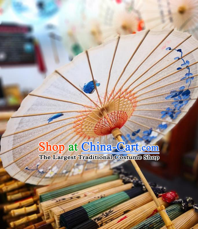 China Traditional Hanfu Dance Umbrella Handmade Oilpaper Umbrella Ink Painting Orchids Oil Paper Umbrella