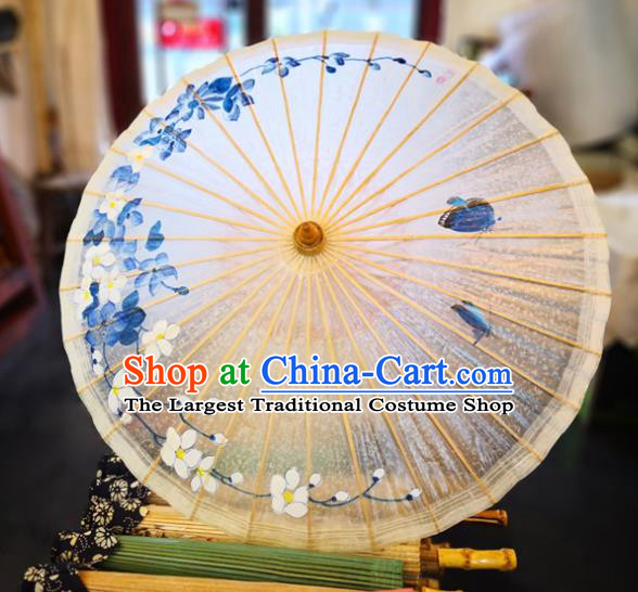 China Traditional Hanfu Dance Umbrella Handmade Oilpaper Umbrella Ink Painting Orchids Oil Paper Umbrella
