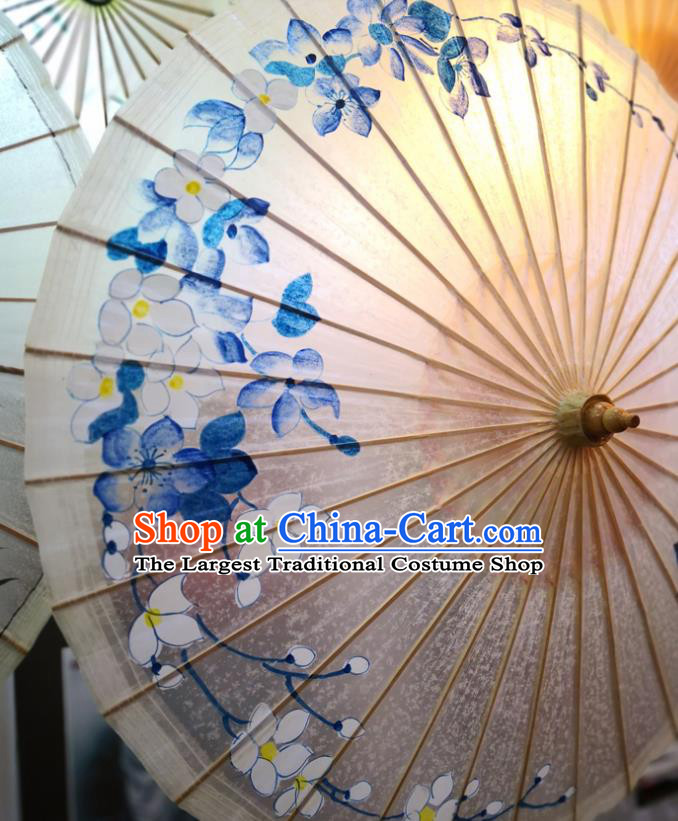 China Traditional Hanfu Dance Umbrella Handmade Oilpaper Umbrella Ink Painting Orchids Oil Paper Umbrella