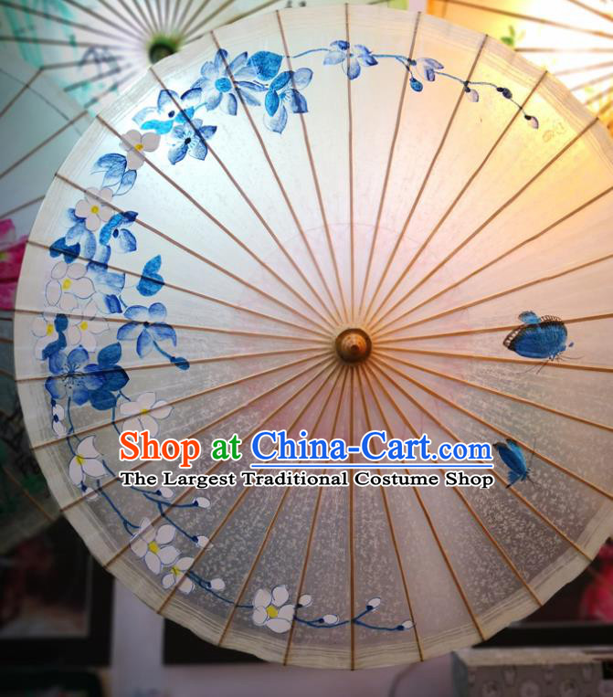 China Traditional Hanfu Dance Umbrella Handmade Oilpaper Umbrella Ink Painting Orchids Oil Paper Umbrella