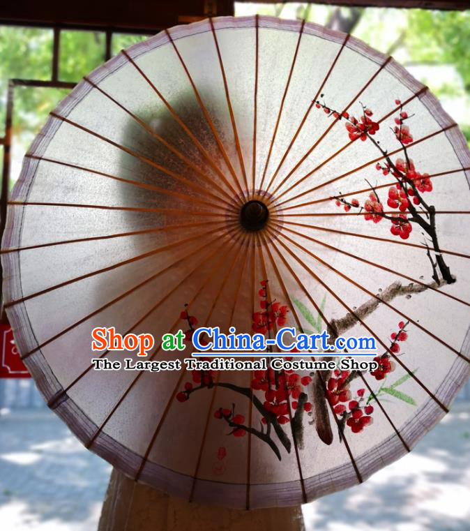 China Ink Painting Plum Blossom Oil Paper Umbrella Traditional Hanfu Dance Umbrella Handmade Violet Oilpaper Umbrella