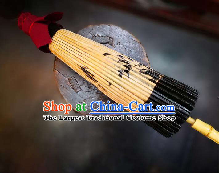 China Handmade Ink Painting Bamboo Fishes Oilpaper Umbrella Traditional Oil Paper Umbrella Classical Dance Umbrella