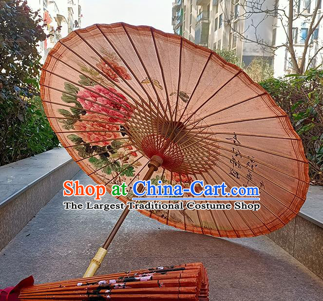 China Classical Dance Painting Peony Oilpaper Umbrella Traditional Craft Handmade Oil Paper Umbrella