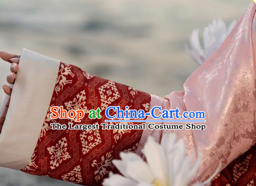 China Traditional Han Dynasty Royal Princess Historical Clothing Ancient Noble Lady Pink Hanfu Dress Garments