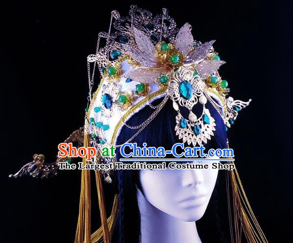 China Ancient Empress Phoenix Coronet Headwear Handmade Traditional Cosplay Goddess Queen Hair Crown Hat