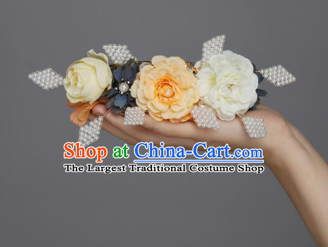 China Ancient Imperial Concubine Hair Accessories Traditional Song Dynasty Court Woman Silk Peony Hair Crown