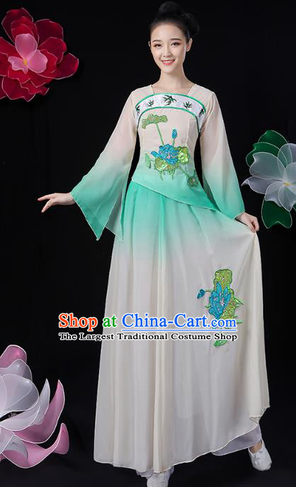 Chinese Traditional Lotus Dance Costume Classical Dance Clothing Umbrella Dance Embroidered Outfits
