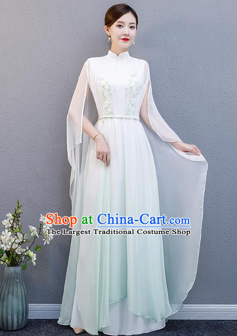 China Chorus Performance Costume Catwalks Woman Clothing Stage Show Light Green Full Dress