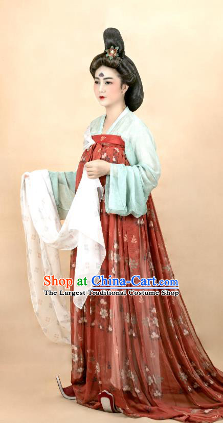 China Traditional Tang Dynasty Court Beauty Historical Costumes Ancient Princess Consort Hanfu Dress Clothing