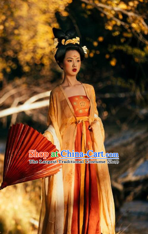 China Tang Dynasty Imperial Concubine Historical Clothing Ancient Court Beauty Hanfu Dress Garments