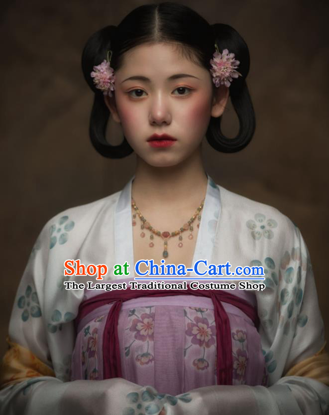 China Ancient Palace Princess Lilac Hanfu Dress Tang Dynasty Court Lady Historical Garment Costumes