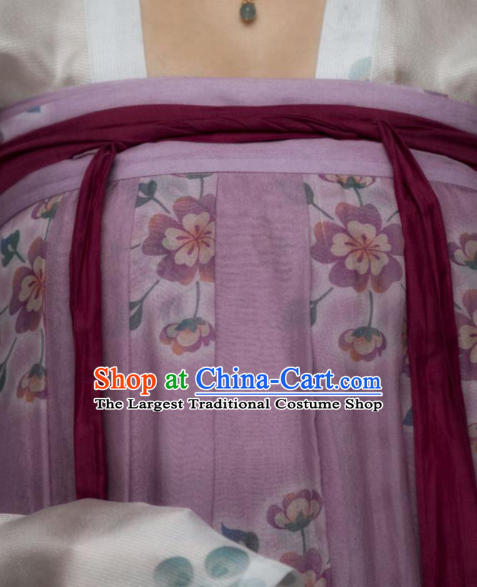 China Ancient Palace Princess Lilac Hanfu Dress Tang Dynasty Court Lady Historical Garment Costumes