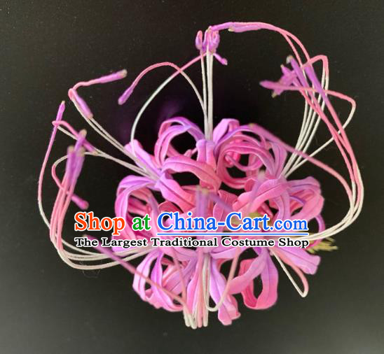 China Handmade Rosy Silk Manjusaka Hairpin Traditional Hanfu Hair Accessories Ancient Tang Dynasty Royal Princess Hair Stick