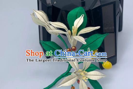 China Handmade Silk Lemon Flowers Hairpin Traditional Hanfu Hair Accessories Ancient Song Dynasty Young Beauty Hair Stick
