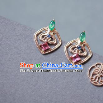 Chinese National Handmade Jewelry Handmade Golden Earrings Traditional Cheongsam Ear Accessories