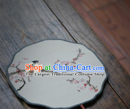 Chinese Ancient Song Dynasty Princess Hanfu Fans Handmade Kesi Apricot Blossom Pattern Silk Fan Traditional Palace Fan
