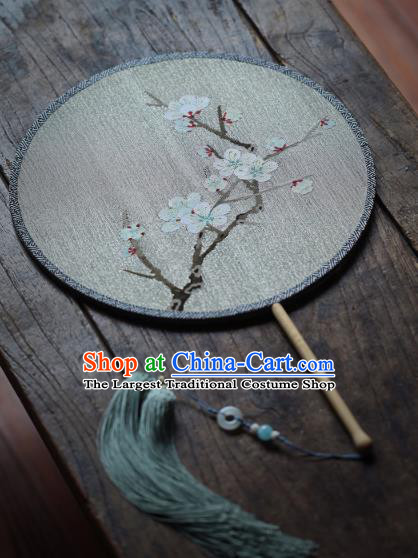 Chinese Traditional Palace Fan Ancient Song Dynasty Princess Hanfu Fans Handmade Kesi Plum Painting Silk Circular Fan