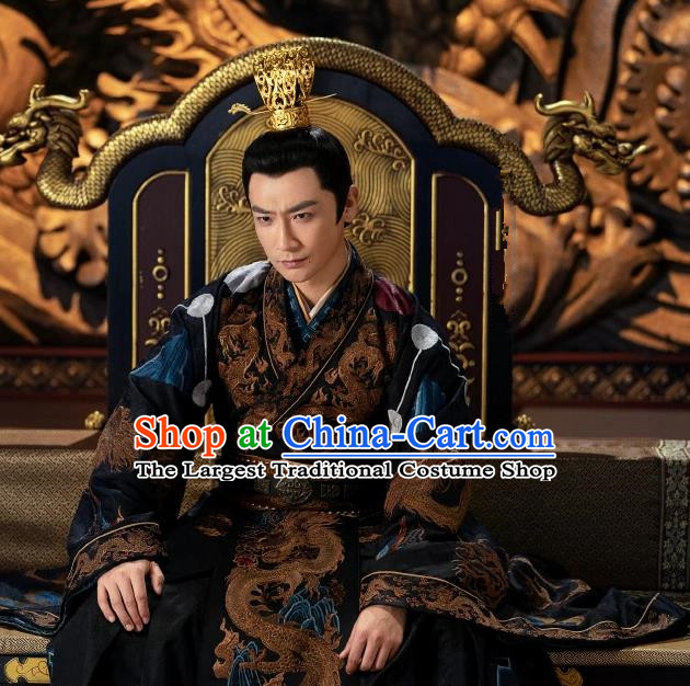 China Ancient Emperor Costumes Traditional History Drama Ming Dynasty Royal King Replica Clothing and Headwear
