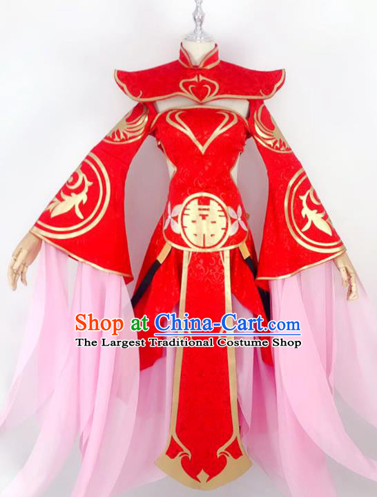 China Traditional Cosplay Goddess Wedding Clothing Ancient Fairy Princess Red Hanfu Dress