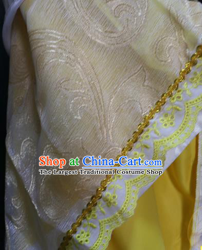 China Traditional Qin Dynasty Empress Yellow Hanfu Dress Cosplay Swordswoman Clothing Ancient Royal Queen Garments