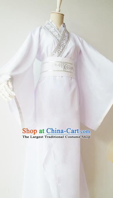 Chinese Ancient Scholar Garment Costumes Cosplay Swordsman White Hanfu Clothing Traditional Han Dynasty Childe Xia Sini Apparels