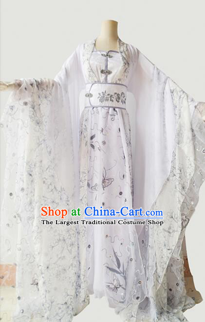 China Cosplay Swordswoman Song Ning Clothing Ancient Noble Beauty Garments Traditional Jin Dynasty Princess Hanfu Dress
