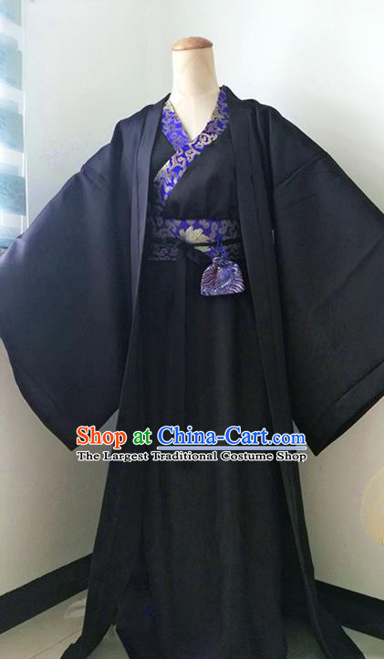 Chinese Cosplay Swordsman Xue Yang Black Hanfu Clothing Traditional Han Dynasty Knight Apparels Ancient Scholar Garment Costumes