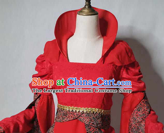 China Cosplay Goddess Long Kui Clothing Ancient Swordswoman Garments Traditional Game The Legend of Sword and Fairy Red Dress