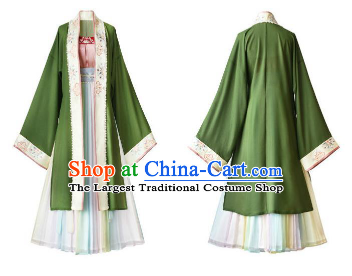 China Ancient Young Mistress Embroidered Dress Apparels Song Dynasty Noble Woman Clothing Traditional Hanfu Garments