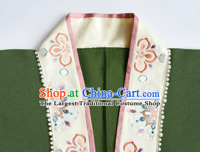 China Ancient Young Mistress Embroidered Dress Apparels Song Dynasty Noble Woman Clothing Traditional Hanfu Garments
